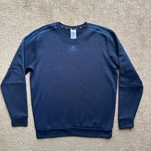 Adidas Sweater Mens Large Crewneck Pullover Long Sleeve Fleece Navy Blue